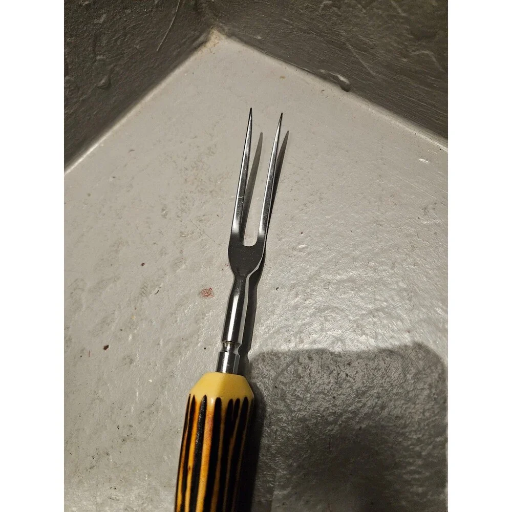 Vintage Crown Crest Sheffield Carving Set Set of 3 Faux Stag Horn